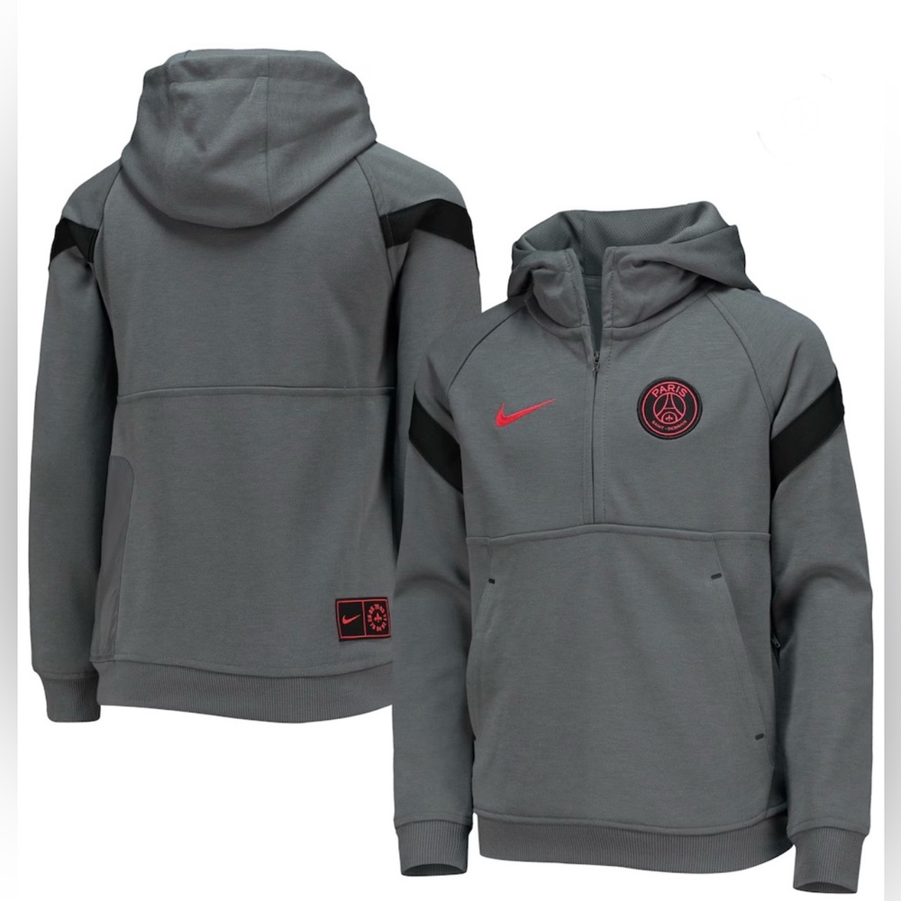 Nike Boys Size Medium Gray Paris Saint Germain Quarter Zip Hoodie Jacket